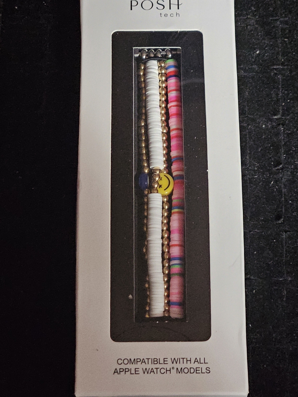 Pink & White Beaded Apple Watch Band Set